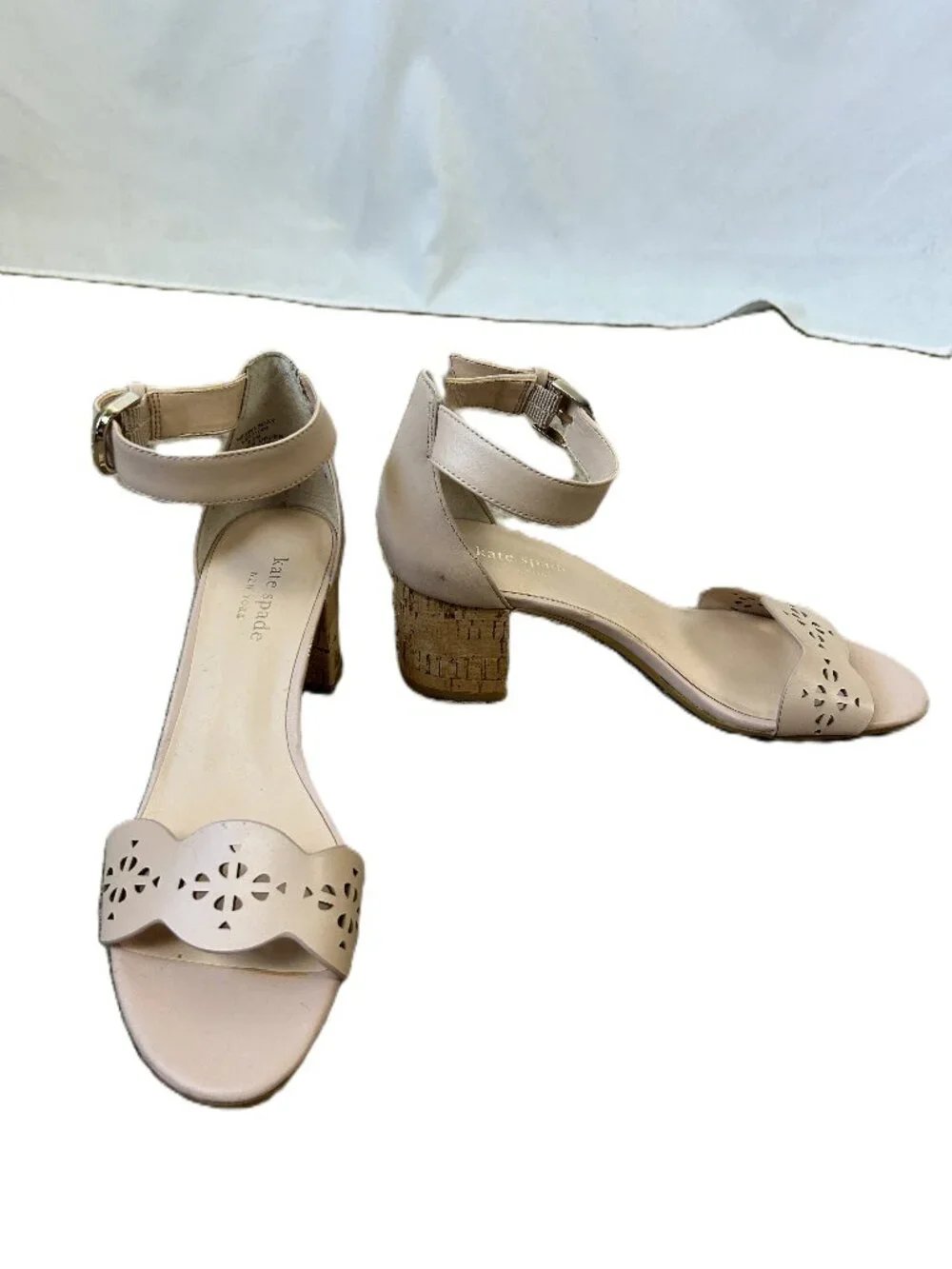 Kate Spade Wednesday Heel Leather Upper Pale Pink 6.5 Cork